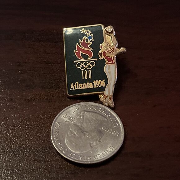 1996 Atlanta Olympics Softball Event Lapel Hat Pin - Picture 2 of 3